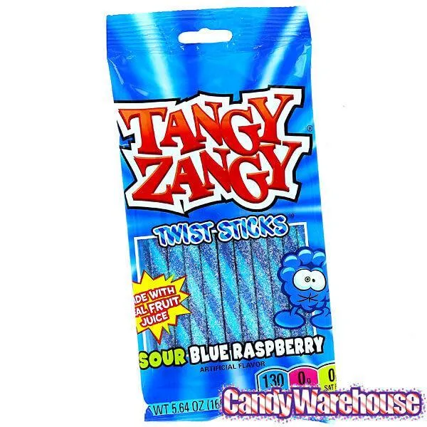 Tangy Zangy Twist Sticks Candy Packs - Sour Blue Raspberry: 12-Piece Box - Image 2