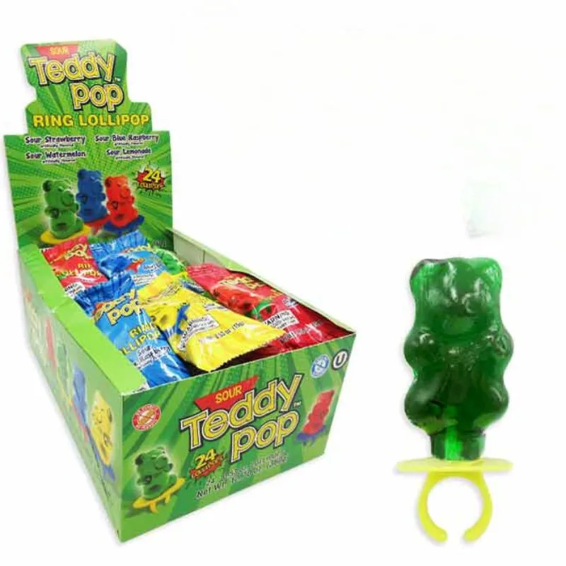 Teddy Pop Sour Lollipop Rings: 24-Piece Box - Image 3