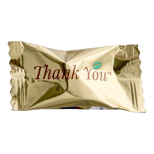 Thank You Gold Wrapped Chocolate Pastel Butter Mint: 1000-Piece Case - Image 2