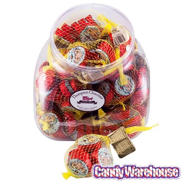 Thompson Foiled Crispy Milk Chocolate Santa Faces 1.5-Ounce Mesh Bags: 30-Piece Tub - Image 2