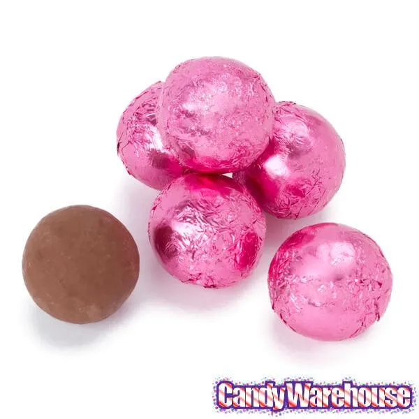 Thompson Pink Foiled Milk Chocolate Balls: 5LB Bag - Image 2