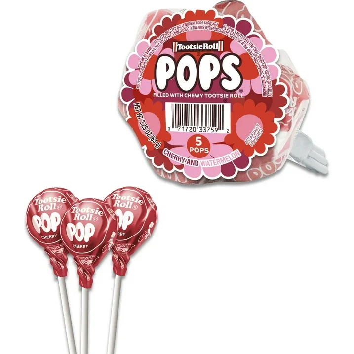 Tootsie Valentine Cherry Bunch Pops: 5-Piece Bunch - Image 3