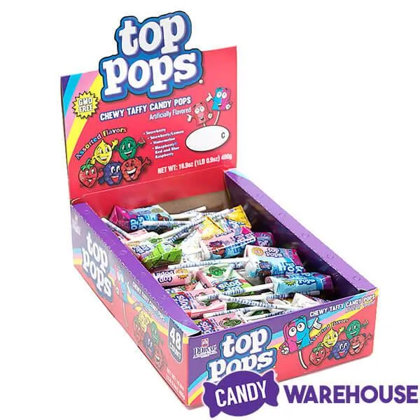 Top Pop Chewy Taffy Candy Suckers: 48-Piece Box - Image 3