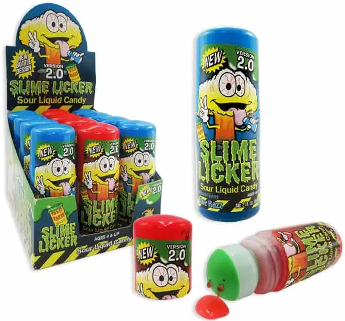 Toxic Waste Slime Licker 2.0 Liquid Candy - Blue Razz & Strawberry: 12-Piece Display