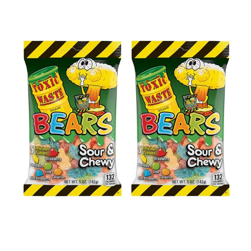 Toxic Waste Sour Gummy Bears Peg Bags: 12-Piece Box - Image 2