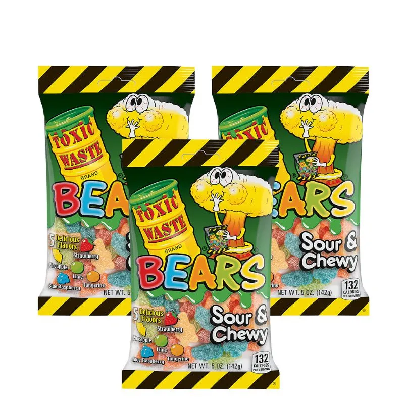 Toxic Waste Sour Gummy Bears Peg Bags: 12-Piece Box - Image 3