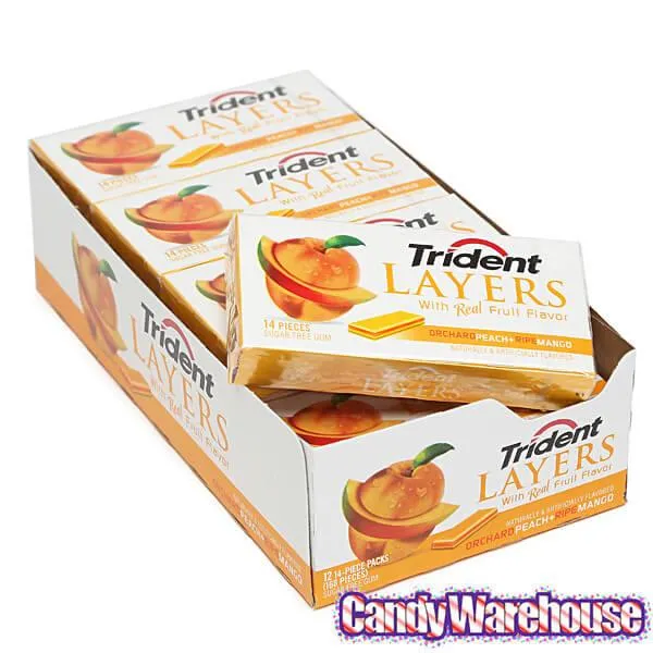 Trident Layers Sugar Free Gum Packs - Peach Mango: 12-Piece Box - Image 2