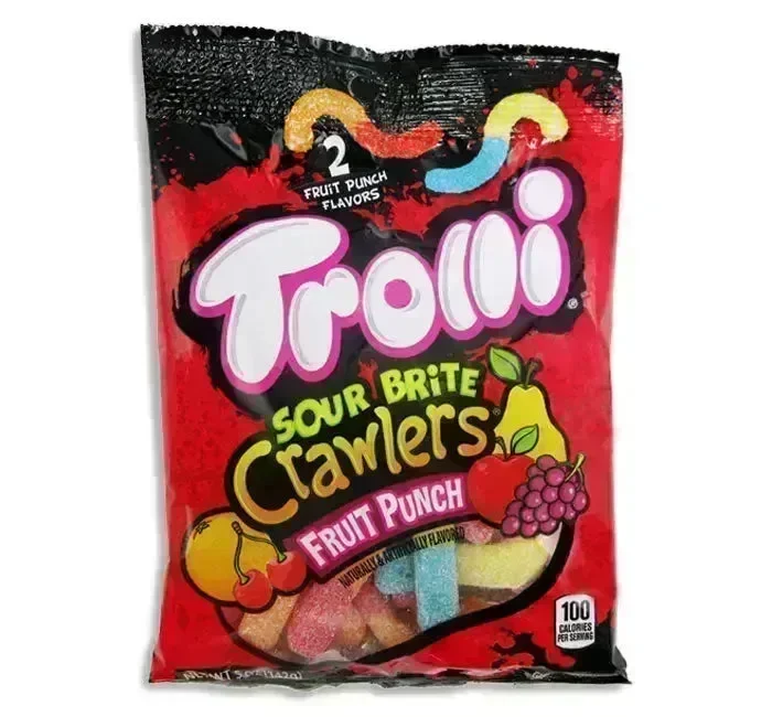 Trolli Sour Brite Crawlers Fruit Punch Peg Bags: 12-Piece Case