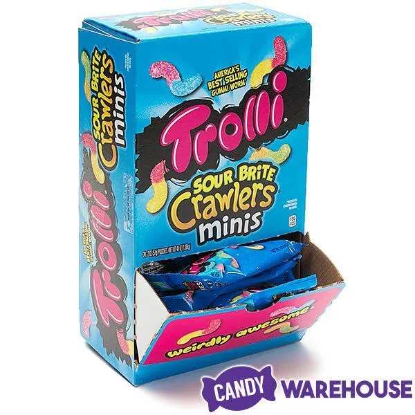 Trolli Sour Brite Crawlers Minis Gummy Worms 2-Ounce Candy Packs: 18-Piece Box - Image 3