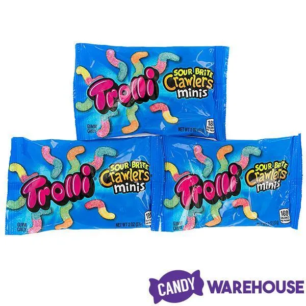 Trolli Sour Brite Crawlers Minis Gummy Worms 2-Ounce Candy Packs: 18-Piece Box - Image 7