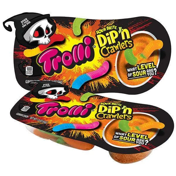 Trolli Sour Brite Dip'N Crawlers Gummy Worms Halloween Candy Packs: 12-Piece Box - Image 2