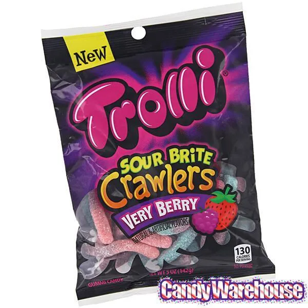 Trolli Sour Brite Crawlers Gummy Worms Candy - Very Berry: 3.75LB Box - Image 4