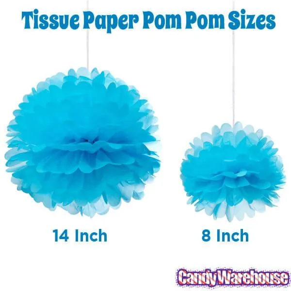 Tissue Paper 8-Inch Pom Pom - Turquoise Blue - Image 2