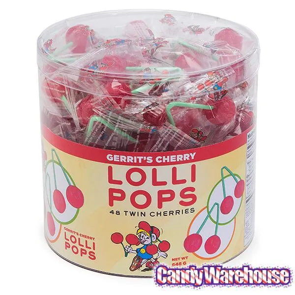 Twin Cherry Lollipops: 48-Piece Tub - Image 2