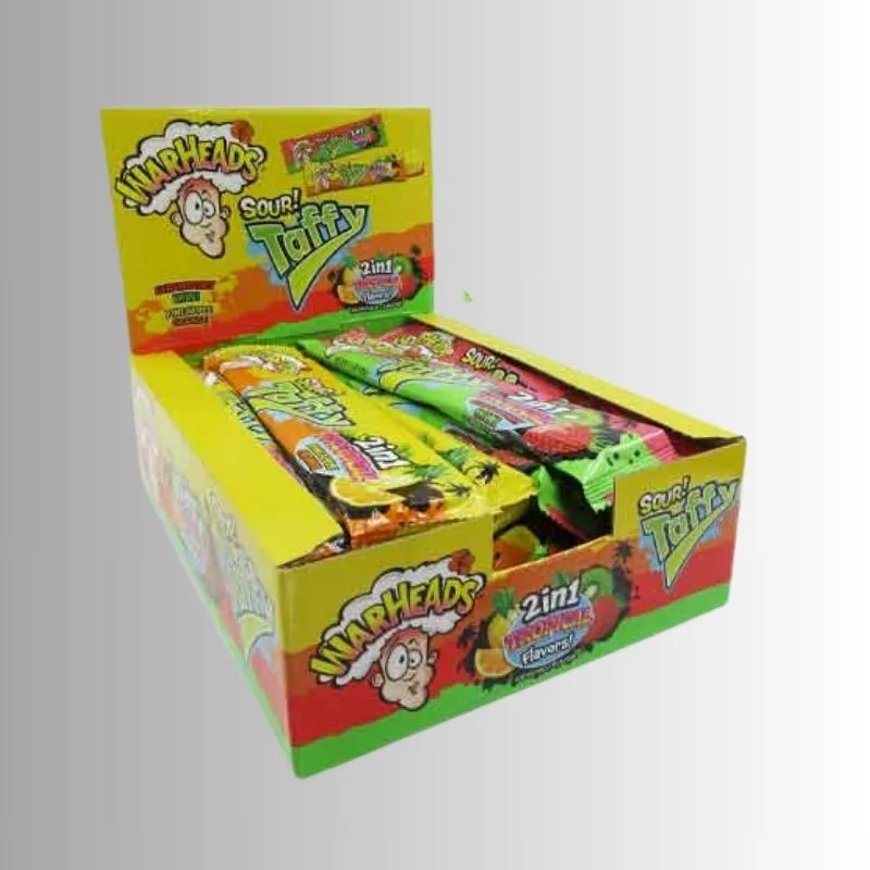 Warheads 2-in-1 Sour Tropical Taffy Chewy Bars: 48-Piece Display - Image 3