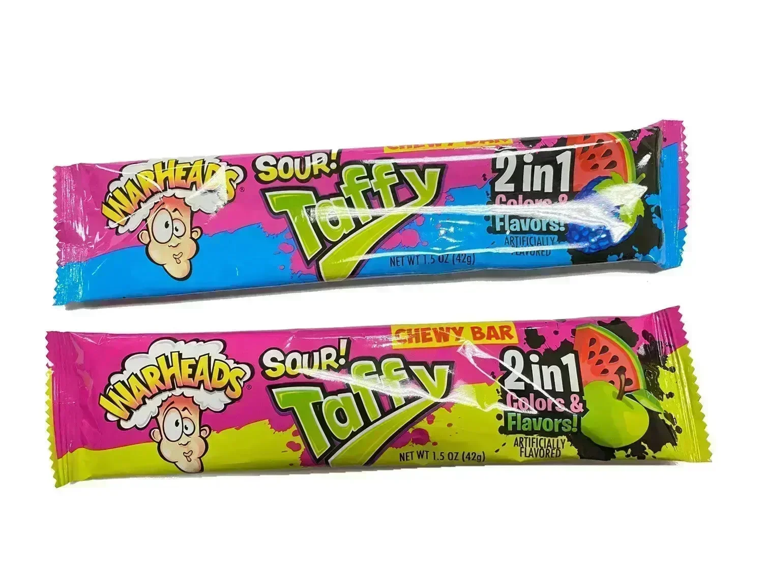 Warheads 2-in-1 Sour Taffy Chewy Bars: 48-Piece Display - Image 2