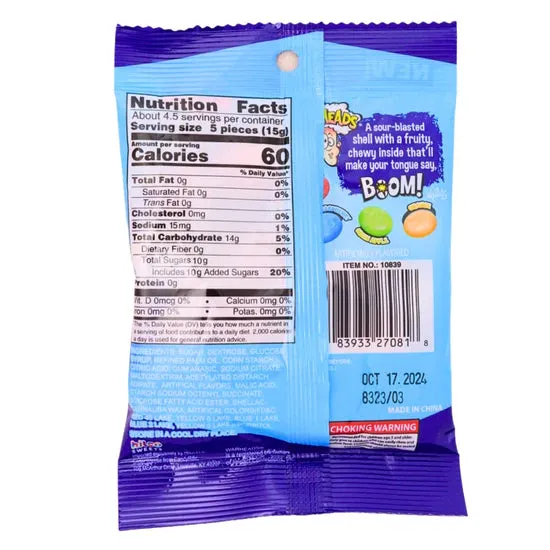 Warheads Mega Sour Booms Peg Bags: 12-Piece Case - Image 2