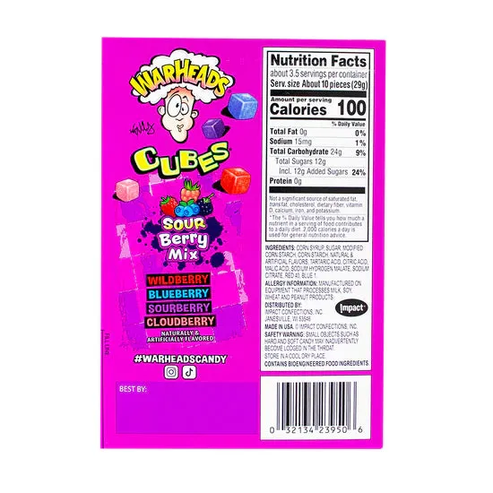 Warheads Sour Berry Cubes Theater Boxes: 12-Piece Case - Image 4