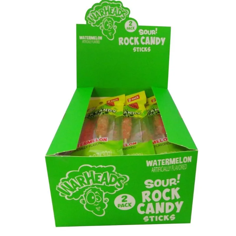 Warheads Sour Watermelon Rock Candy Sticks: 12-Piece Case - Image 2