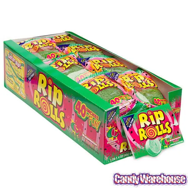 Sour Rip Rolls - Watermelon: 24-Piece Display - Image 2