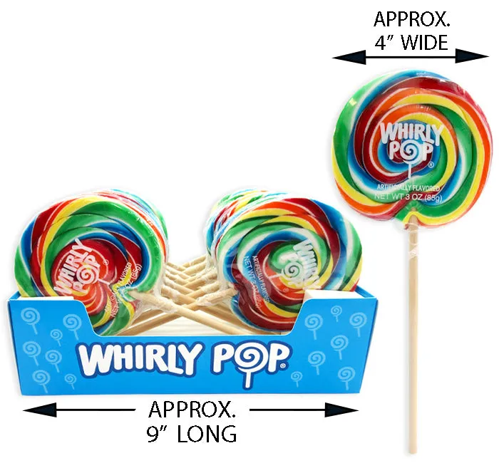 Whirly Pop 4-Inch Swirl Suckers - Rainbow: 12-Piece Case