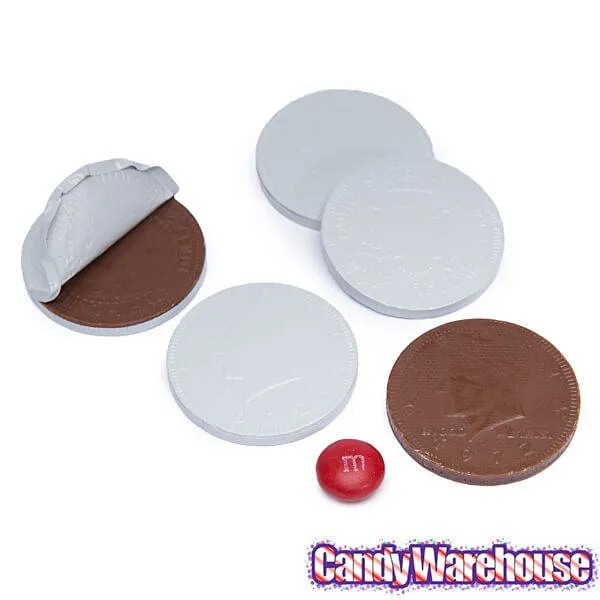 White Foiled Milk Chocolate Coins: 1LB Bag - Image 2
