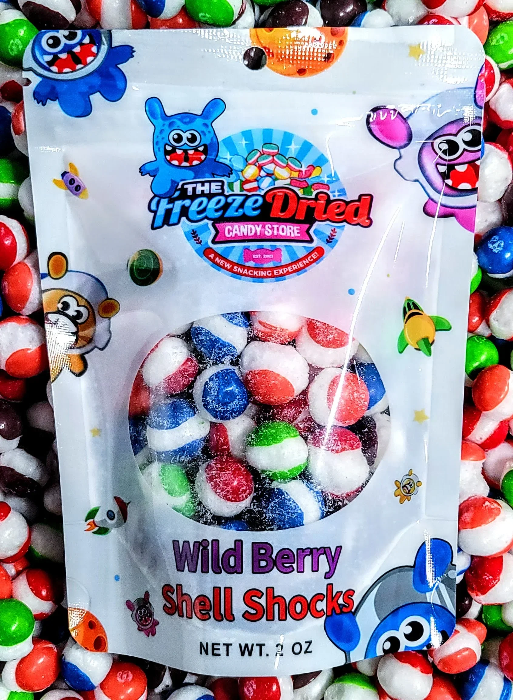 Freeze Dried Wild Berry Shell Shocks Candy: 2oz