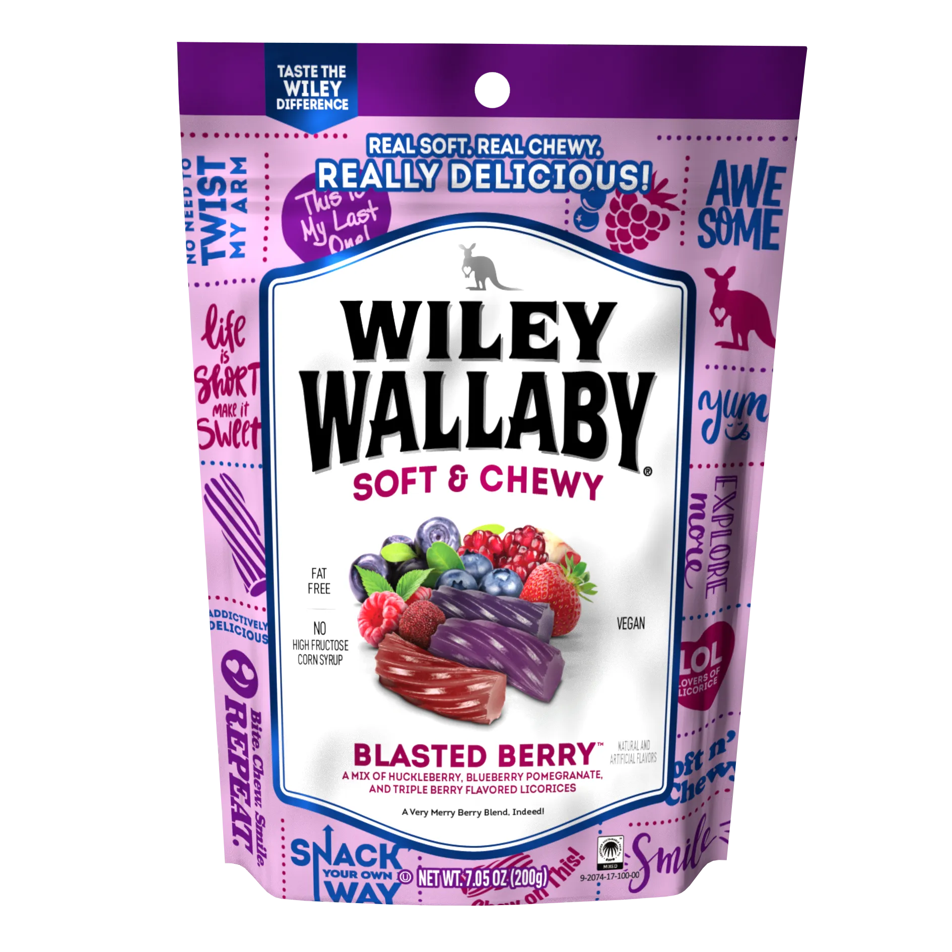 Wiley Wallaby Blasted Berry Licorice Bites : 12-Piece Case