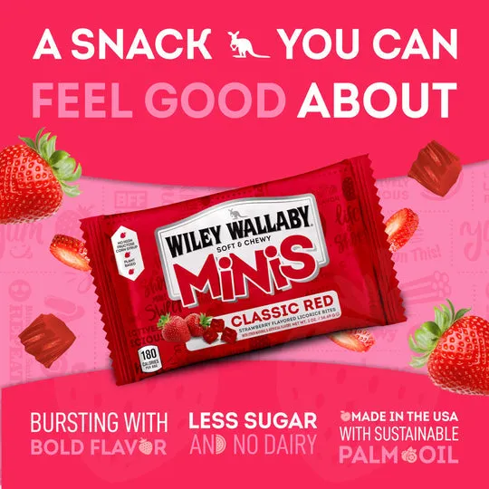 Wiley Wallaby Classic Red Mini Licorice Bites Packs: 18-Piece Box - Image 2