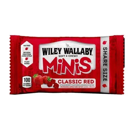 Wiley Wallaby Classic Red Mini Licorice Bites Packs: 18-Piece Box - Image 3