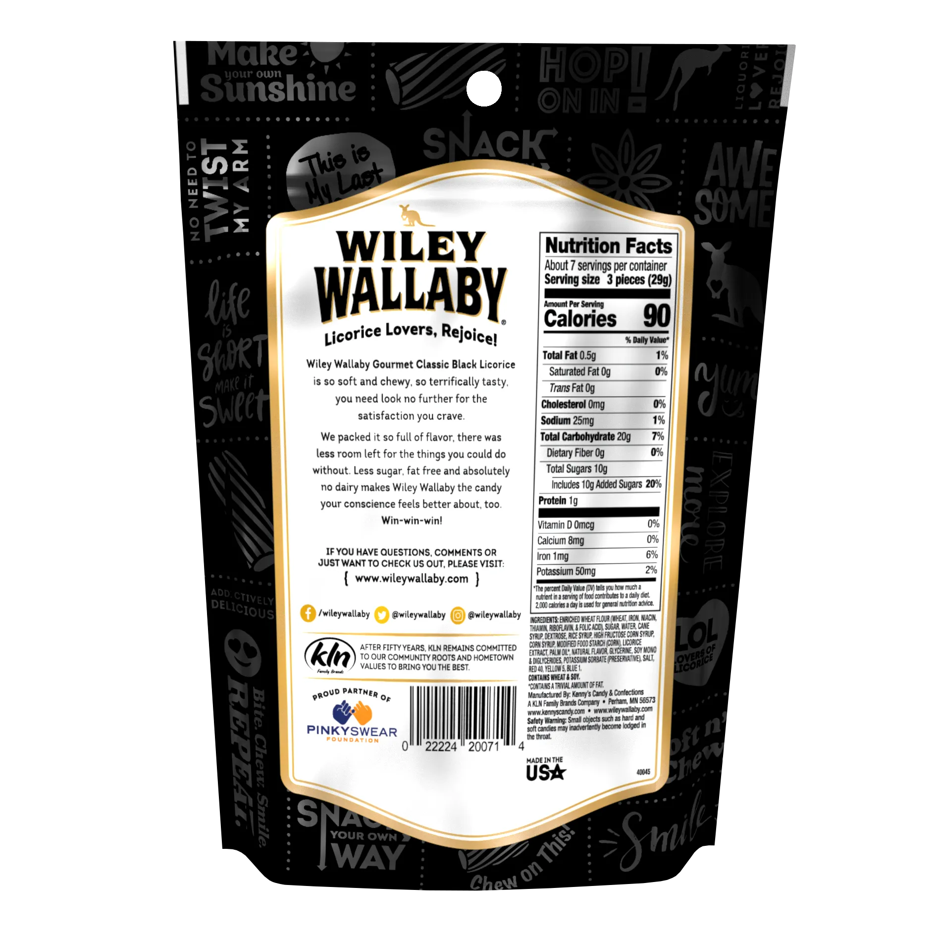 Wiley Wallaby Licorice Bites - Classic Black Peg Bags: 12-Piece Case - Image 2