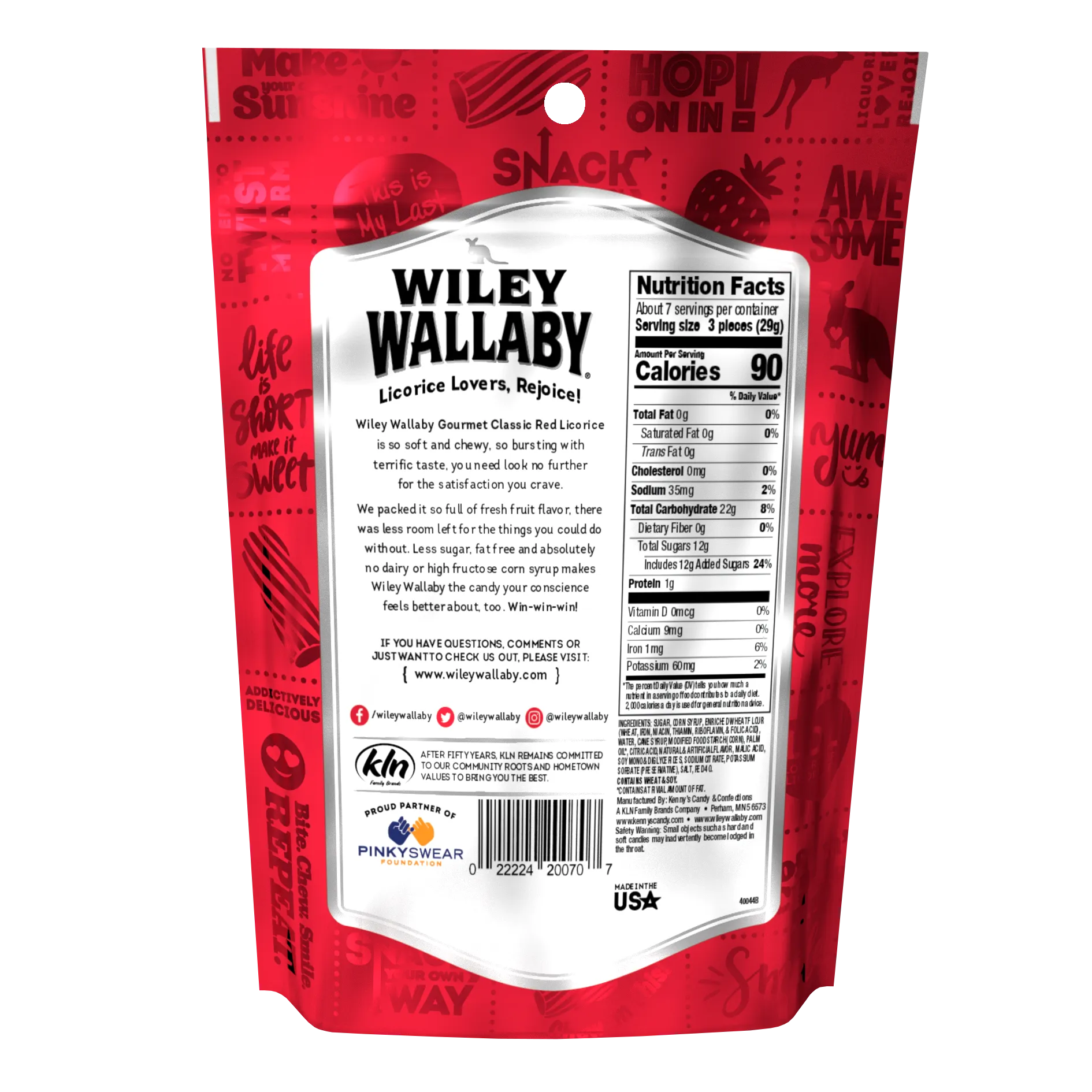 Wiley Wallaby Licorice Bites - Classic Red Peg Bag: 12-Piece Case - Image 2