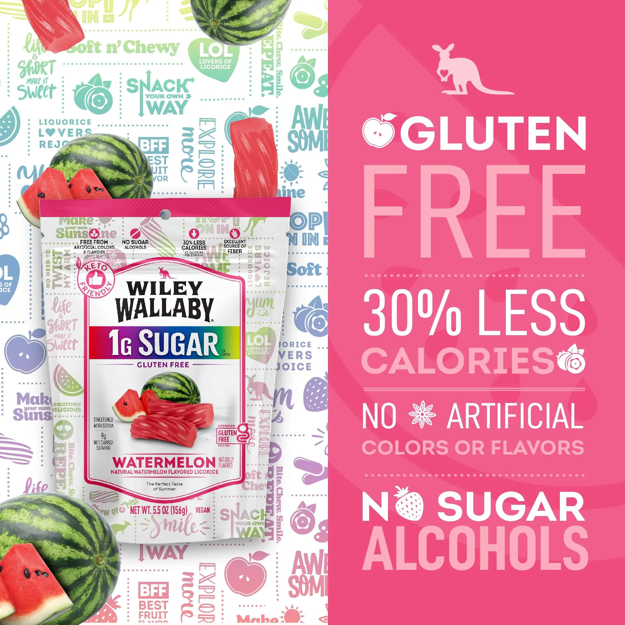 Wiley Wallaby Low Sugar Watermelon Licorice: 8-Piece Box - Image 3