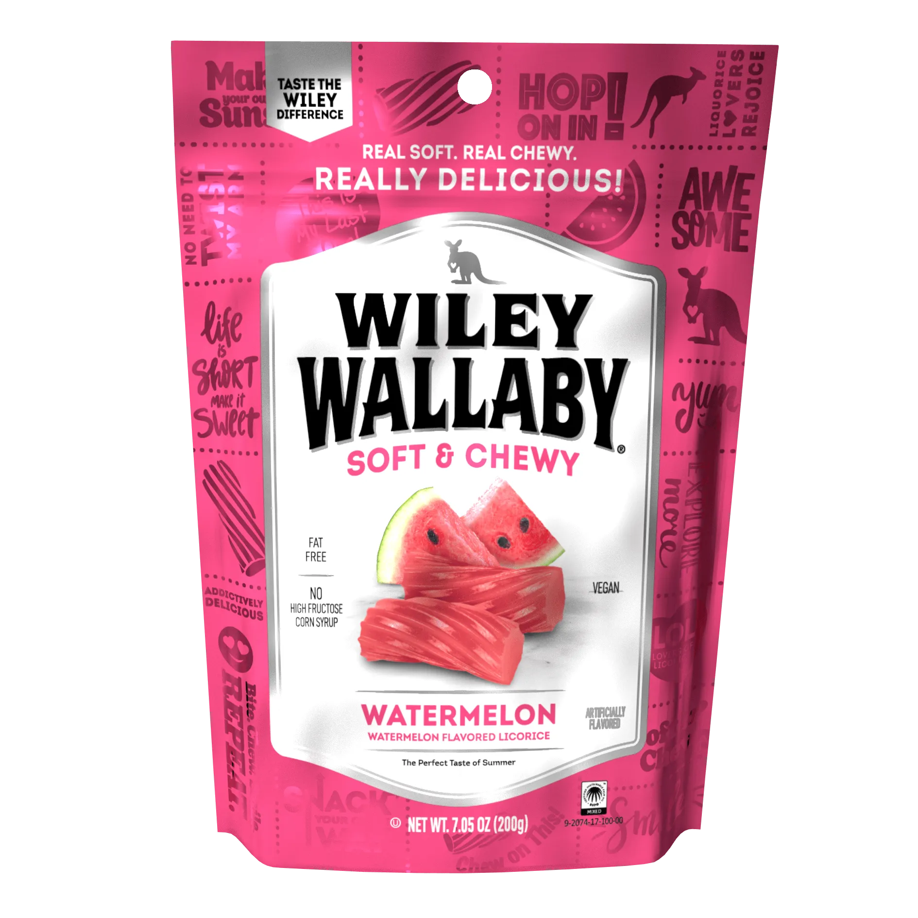 Wiley Wallaby Watermelon Licorice Bites Peg Bags: 12-Piece Case