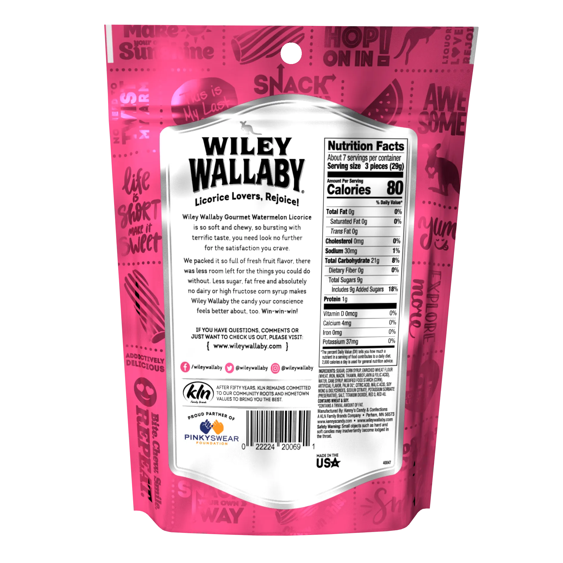 Wiley Wallaby Watermelon Licorice Bites Peg Bags: 12-Piece Case - Image 2