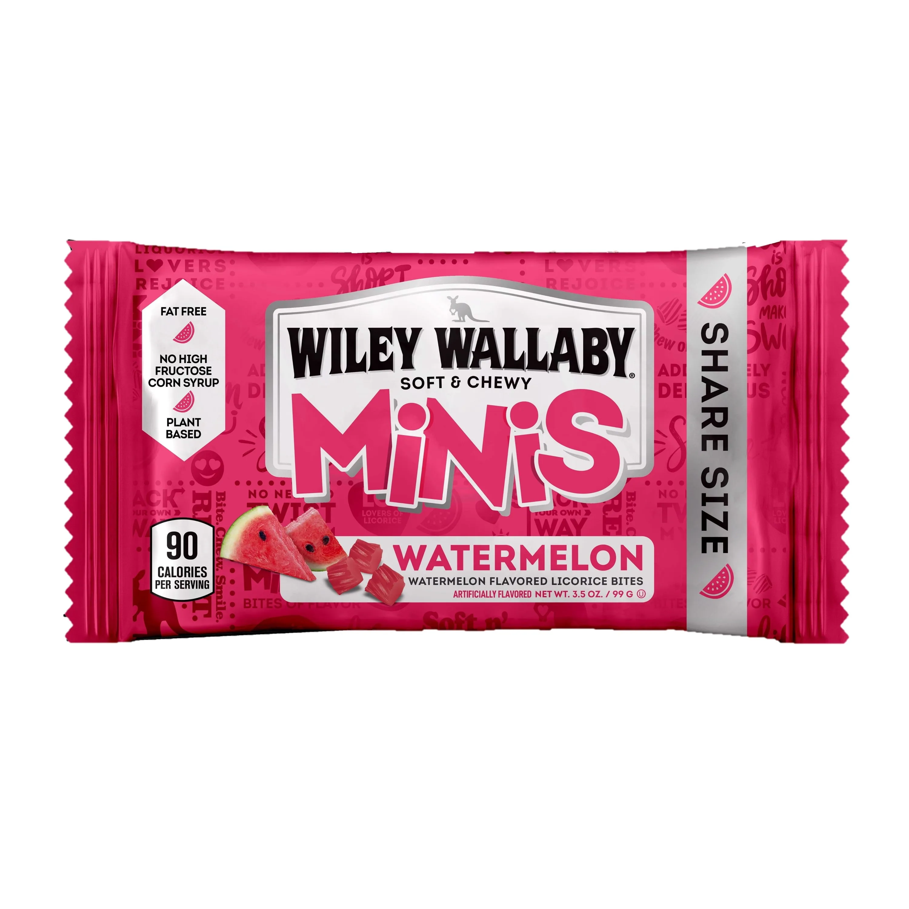 Wiley Wallaby Watermelon Mini Licorice Bites Packs: 18-Piece Box - Image 3