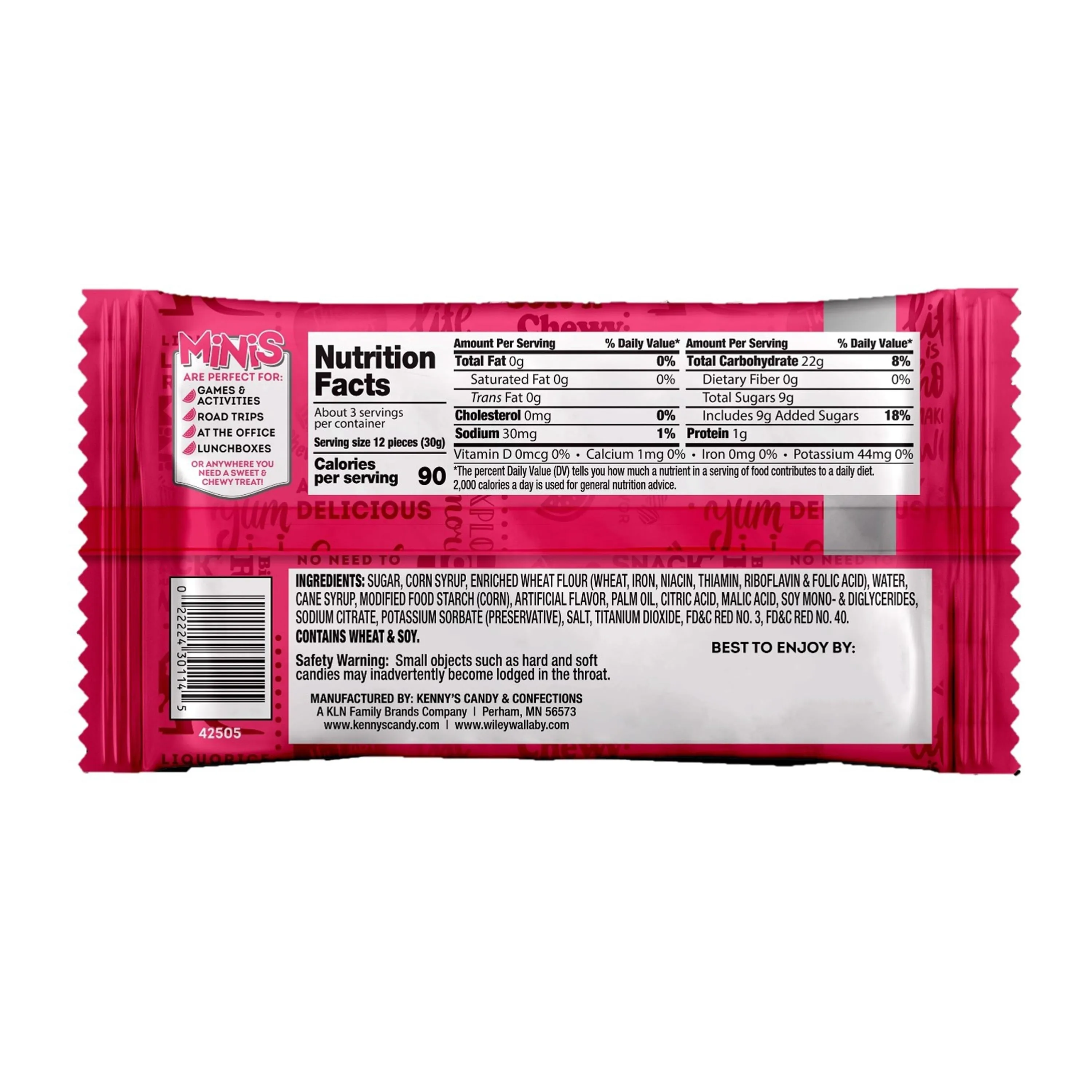 Wiley Wallaby Watermelon Mini Licorice Bites Packs: 18-Piece Box - Image 4