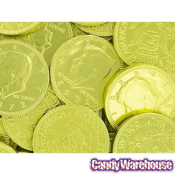 Yellow Foiled Milk Chocolate Coins: 1LB Bag - Image 2
