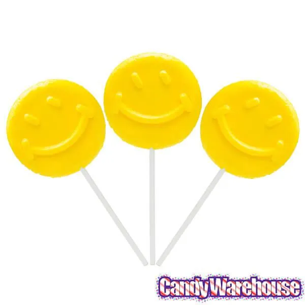 Yellow Smiley Face Lollipops: 60-Piece Case - Image 3