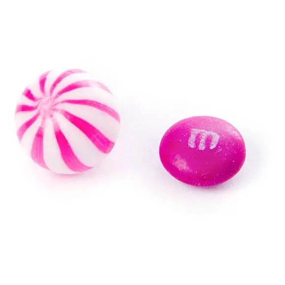 YumJunkie Sassy Spheres Strawberry Pink Striped Candy Balls - Petite: 5LB Bag - Image 2