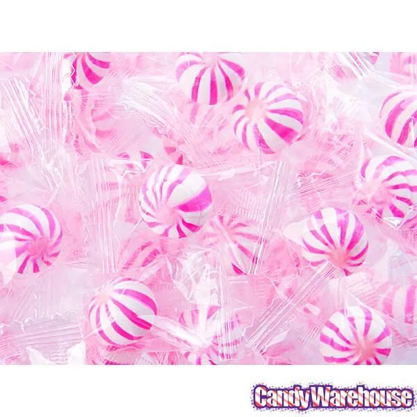 YumJunkie Sassy Spheres Strawberry Pink Striped Candy Balls - Petite: 5LB Bag - Image 5