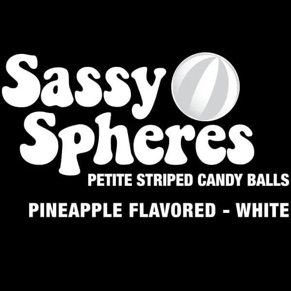 YumJunkie Sassy Spheres Pineapple White Striped Candy Balls - Petite: 5LB Bag - Image 2