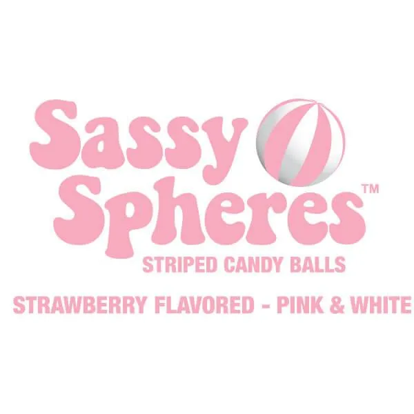 YumJunkie Sassy Spheres Strawberry Pink Striped Candy Balls: 5LB Bag - Image 3