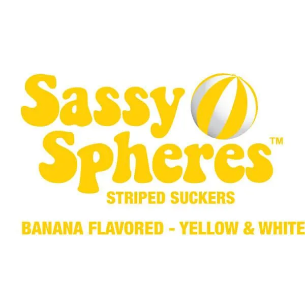 YumJunkie Sassy Spheres Banana Yellow Striped Ball Lollipops: 100-Piece Bag - Image 3