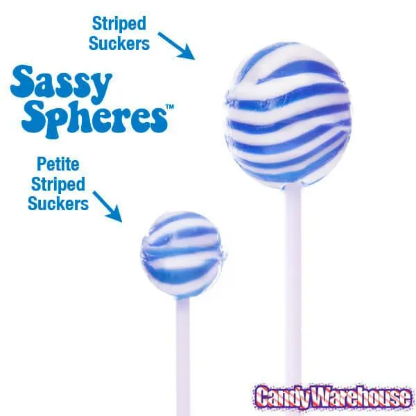 YumJunkie Sassy Spheres Blueberry Blue Striped Ball Lollipops - Petite: 400-Piece Bag - Image 2
