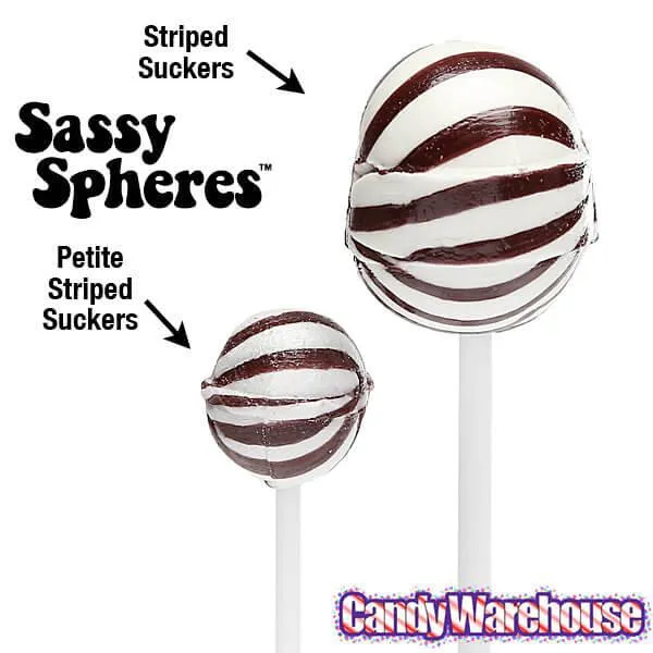 YumJunkie Sassy Spheres Cherry Black Striped Ball Lollipops: 100-Piece Bag - Image 2