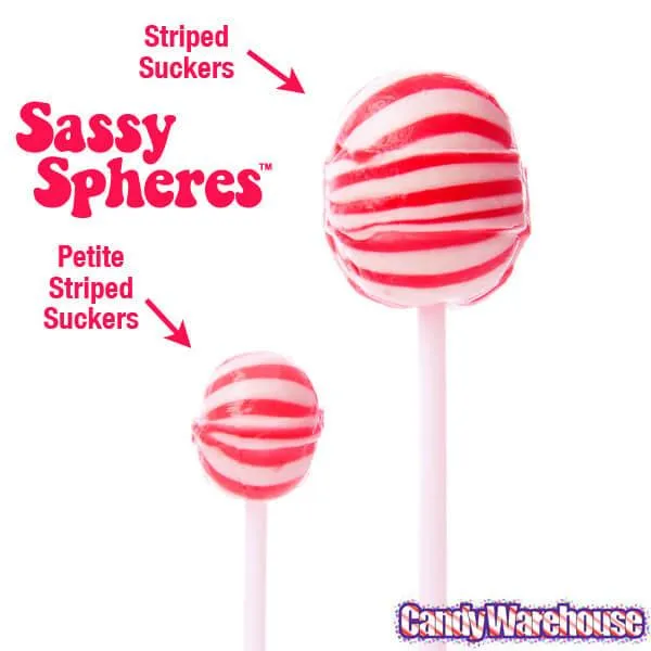 YumJunkie Sassy Spheres Cherry Red Striped Ball Lollipops: 100-Piece Bag - Image 2