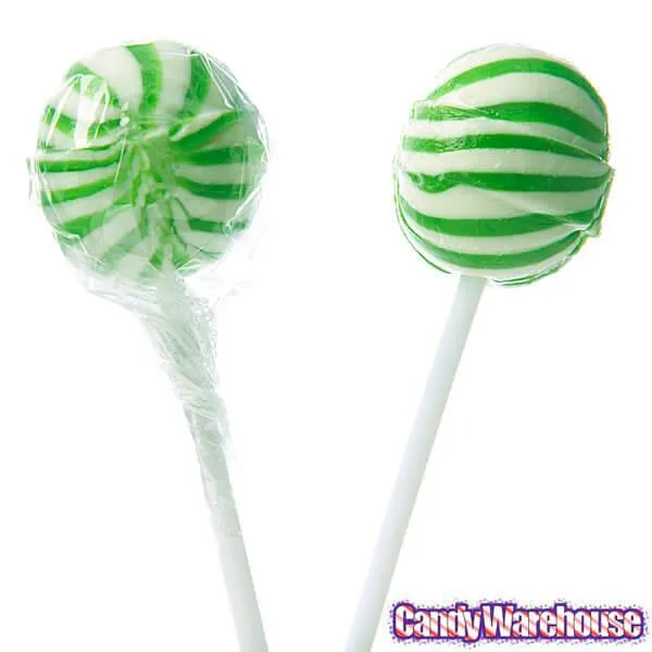 YumJunkie Sassy Spheres Lime Green Striped Ball Lollipops: 100-Piece Bag - Image 4