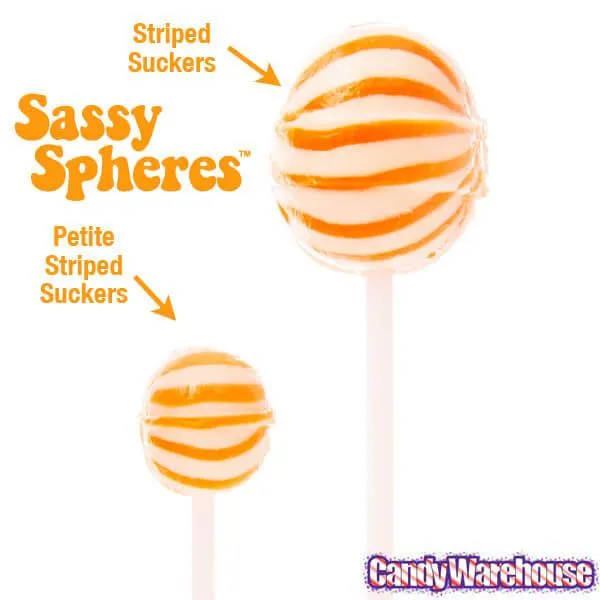 YumJunkie Sassy Spheres Orange Striped Ball Lollipops - Petite: 400-Piece Bag - Image 2