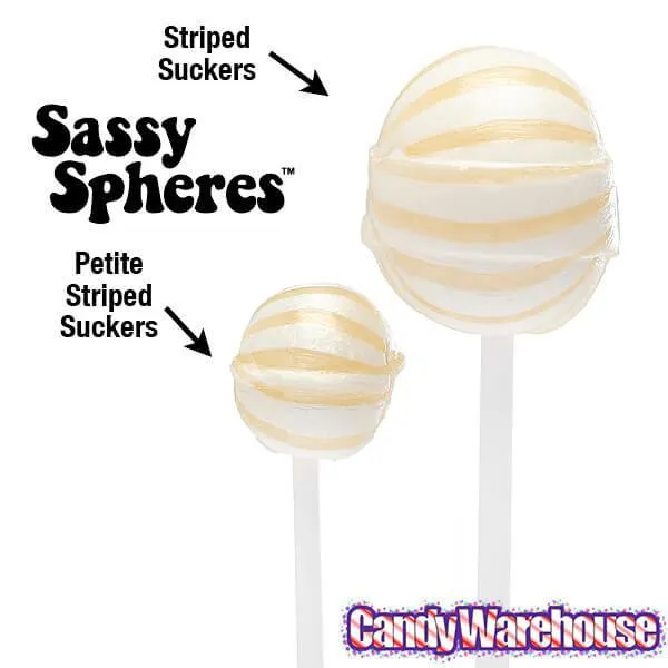 YumJunkie Sassy Spheres Pineapple White Striped Ball Lollipops: 100-Piece Bag - Image 2